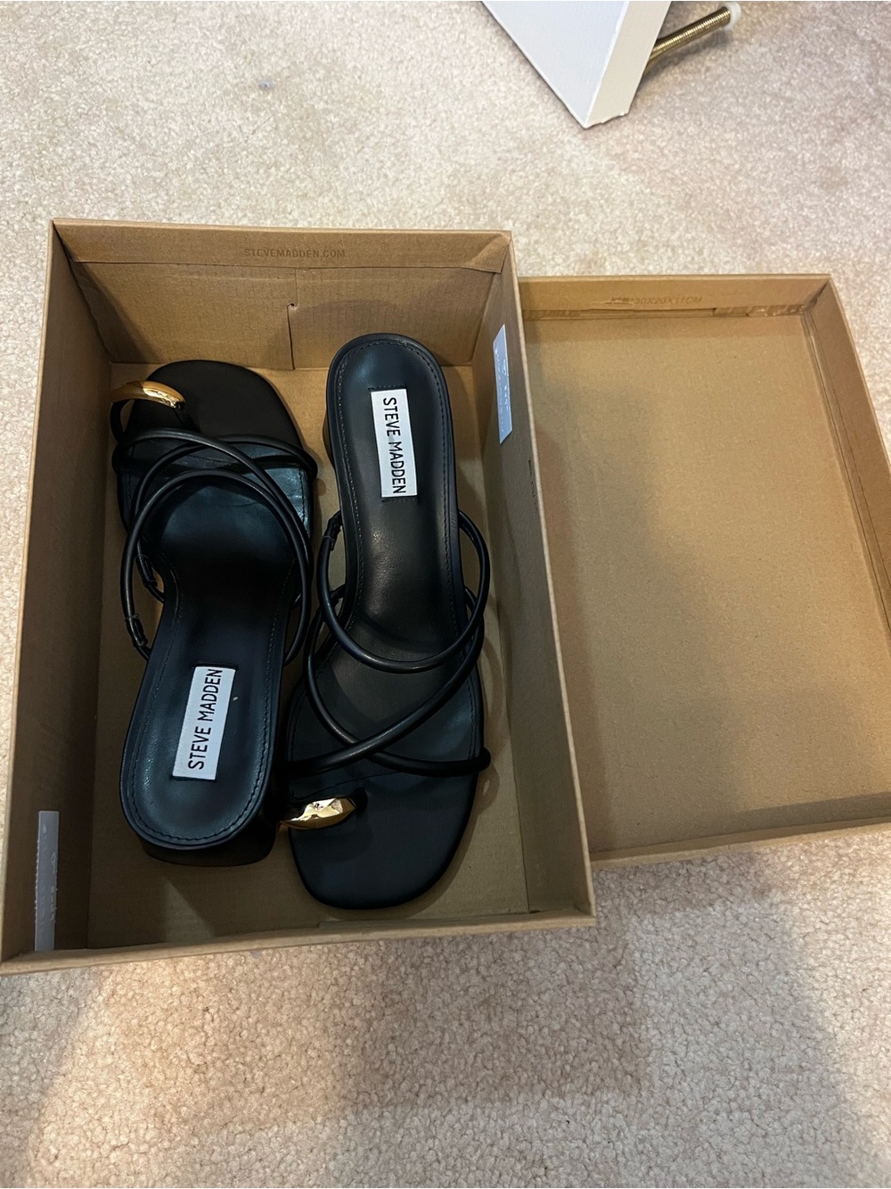 Steve Madden Black Block Sandal Heels - Picture 6 of 6
